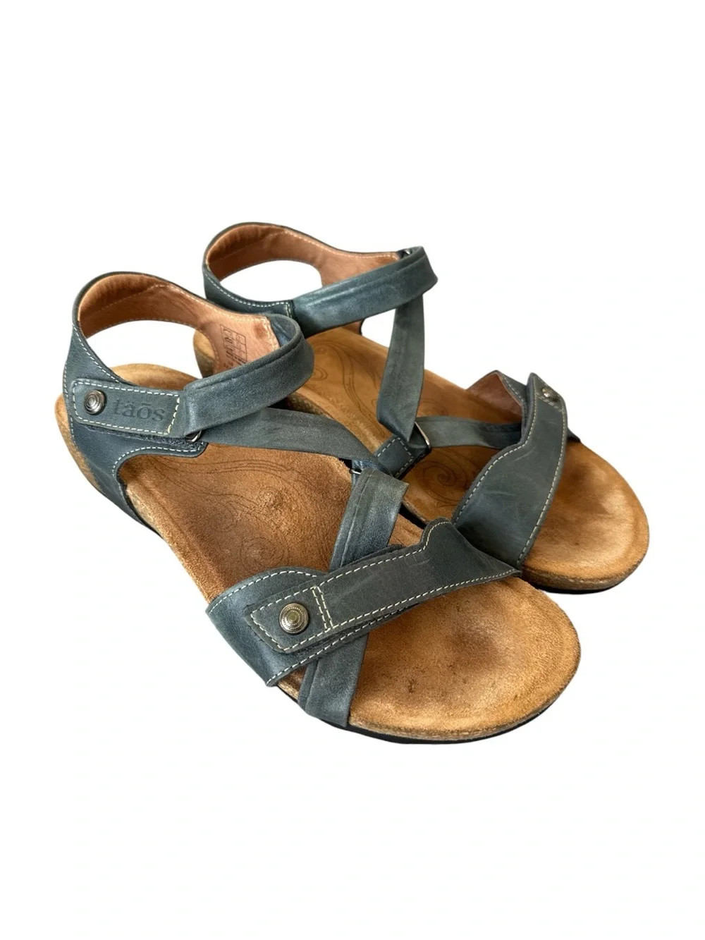 Taos Universe Leather Comfort Sandals Blue Gray Size 9-9.5 / EU 40